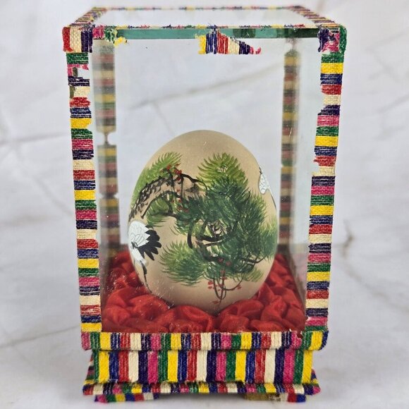 Set of 3 Handpainted Eggs in Individual Boxes Asian Design Hand Painted Vintage - Picture 3 of 16